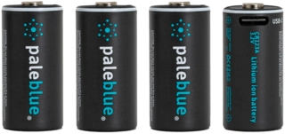 Pale Blue CR123 Rechargeable Batteries 4-Pack, including Charging Cable