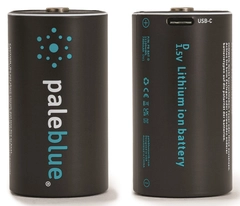 Pale Blue Li-Ion Rechargeable D Battery 2 pack of Dcells with 2x1 USB-C cable