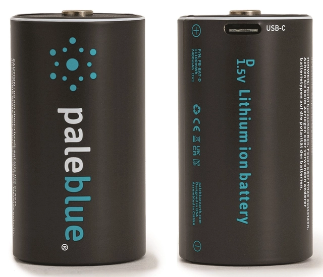 Pale Blue Li-Ion Rechargeable D Battery 2 pack of Dcells with 2x1 USB-C cable 